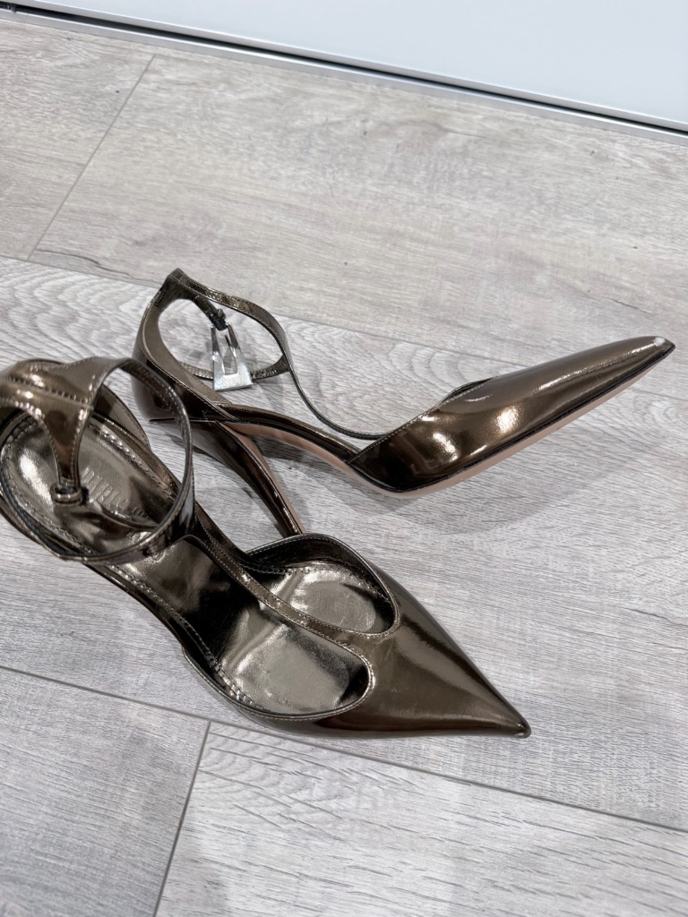 Paris Texas Metallic Bronze Pointed-Toe Ankle-Strap Pumps